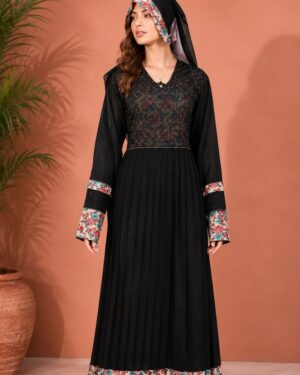 Floral Elegance Pleated Abaya