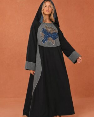 Azure Bloom Embroidered Hooded Abaya