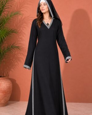 Layla Contrast Hooded Abaya