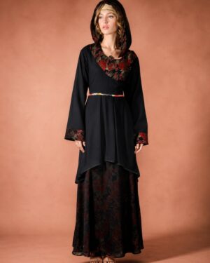 Midnight Rose Layered Hooded Abaya