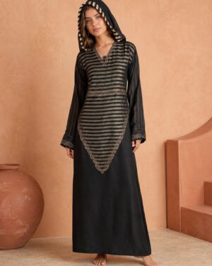 Noor Striped Hooded Abaya