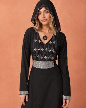 Silver Elegance Hooded Abaya